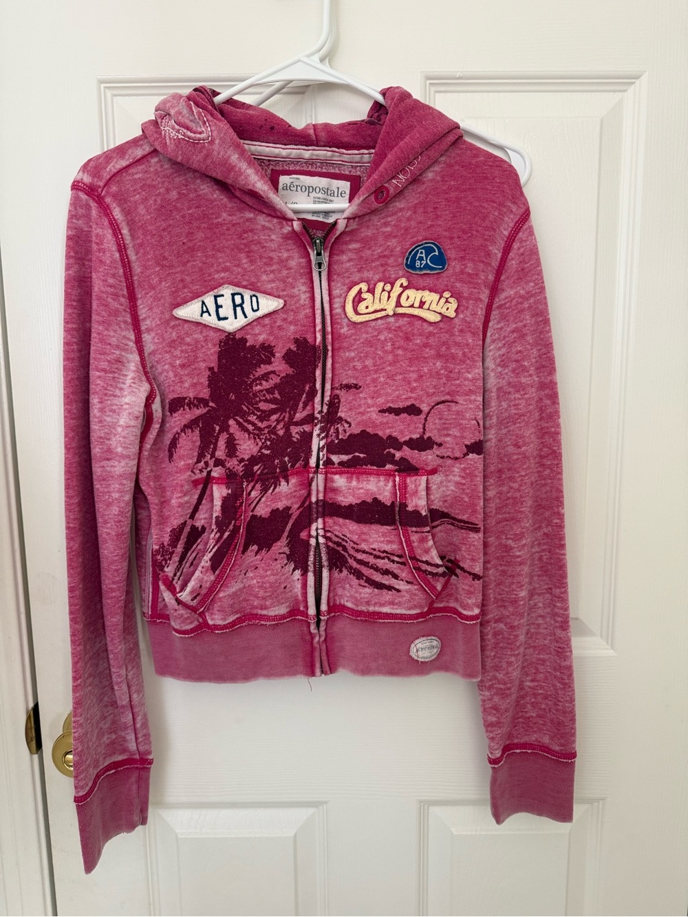 Aeropostale Girls' Faded Pink California Zip Hoodie
